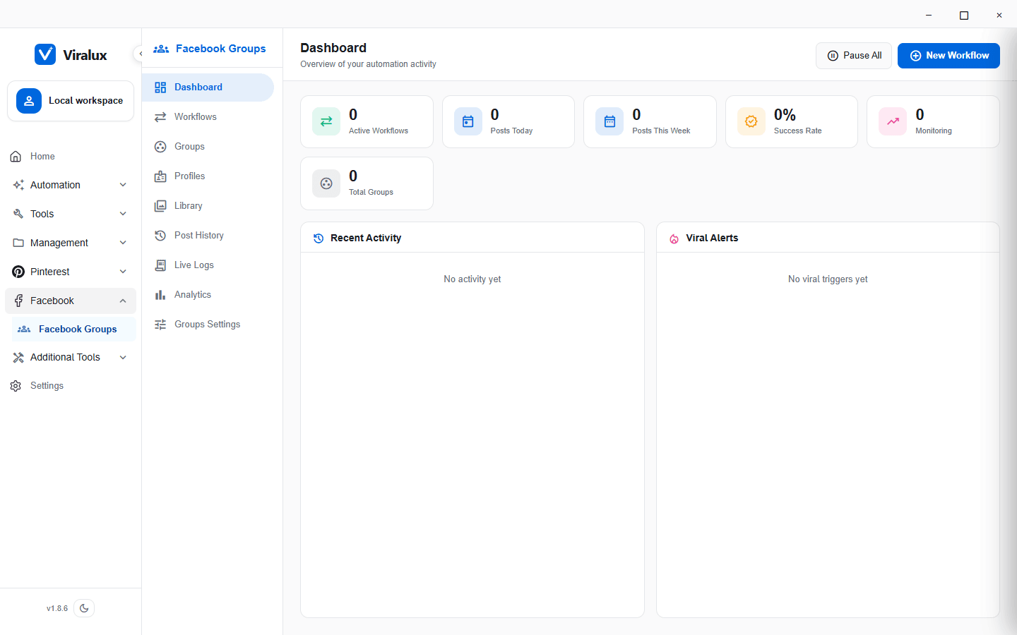 Facebook Groups dashboard in the Apple theme